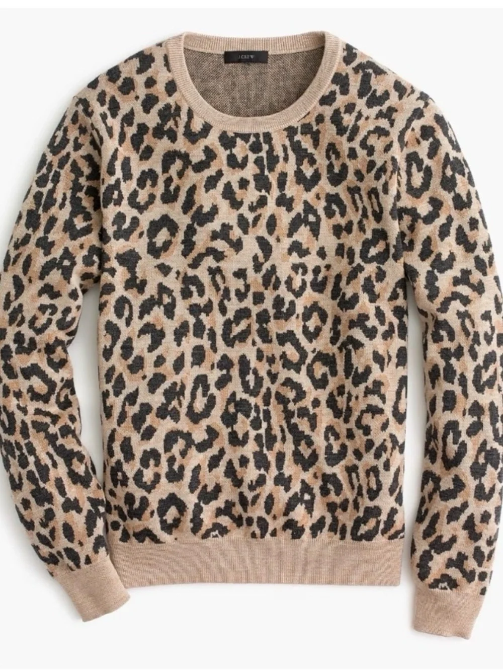 J. CREW 100% Merino Wool Leopard Print Sweater Size S
